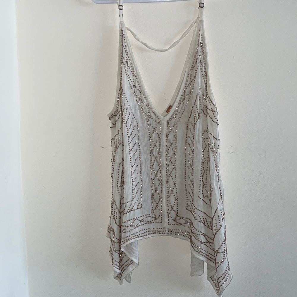 Free People Brand New XS Cream Beaded Top